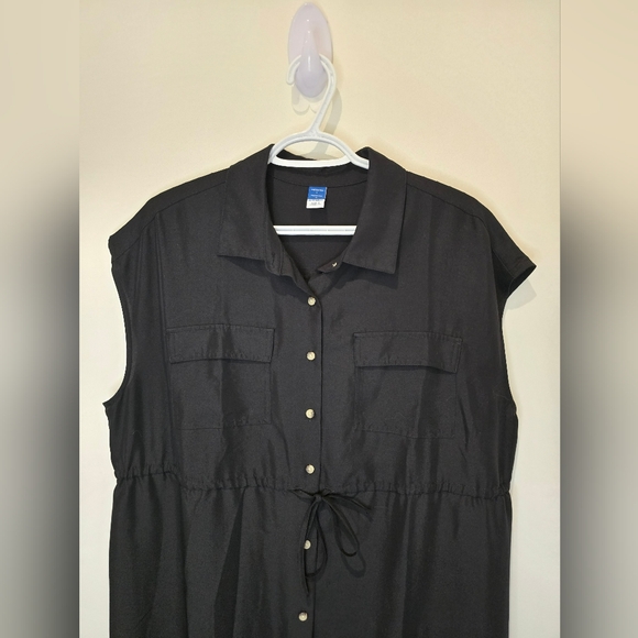 Old Navy Maternity Dolman Sleeve Utility Midi Dress size L black and green - Picture 2 of 10